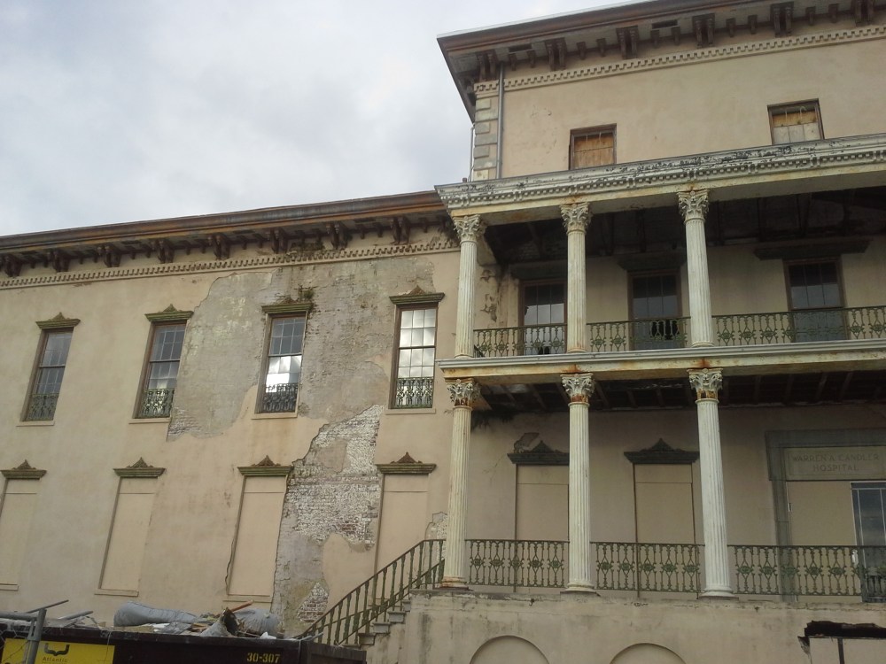 View of the south elevation of the 1876 hospital building as of 01 January 2013.